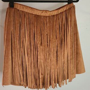 SHEIN Tan Fringe Skirt